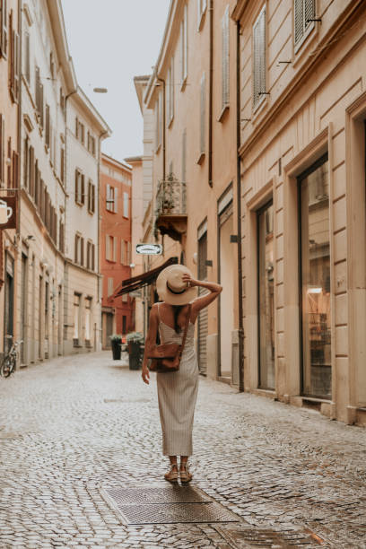 Woman walking in bologna